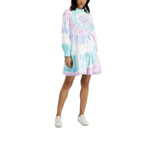 MSRP $54 Style & Co Womens Tie-Dye Sweatshirt Dress Multicolor Size Medium - Picture 1 of 2
